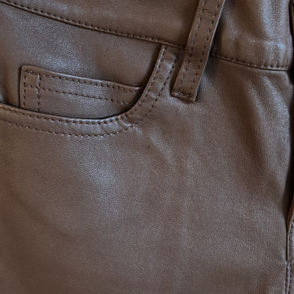 Current/Elliott Camel Brown Ankle Skinny Leather pants size 24 - Picture 14 of 14